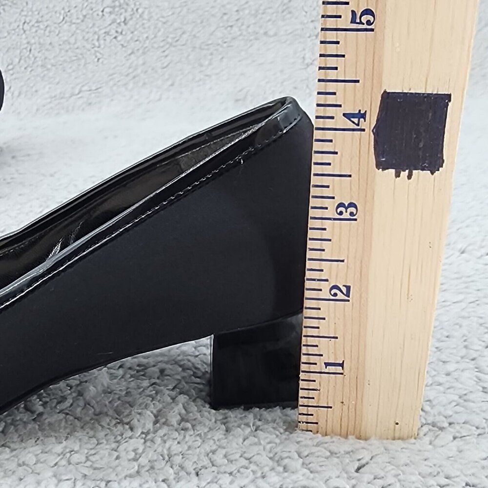 Naturalizer Womens Pumps Sz 6 M Black Fabric Square Toe Bow Retro Vintage Heels - Picture 9 of 9